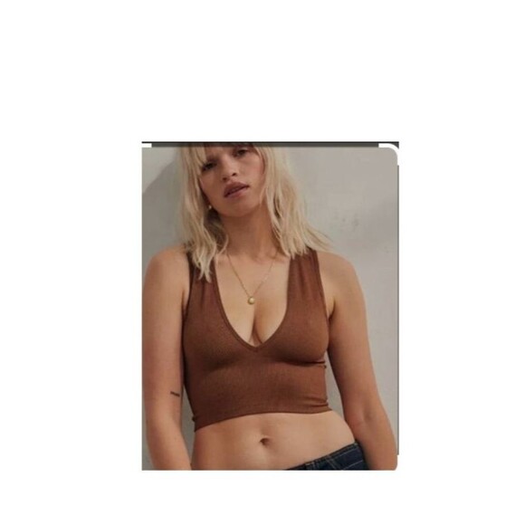 Priceless Crop‎ Tank Top Womens M Or L Cocoa Deep V Sleeveless Ribbed Y2K - Picture 9 of 9